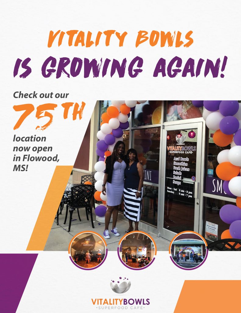 Vitality Bowls is growing again!  Check out our 75th location now open in Flowood, MS!