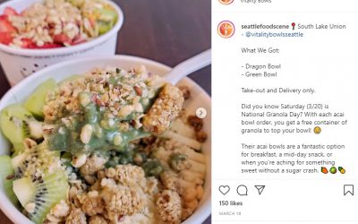 Seattle Food Scene Posts About Vitality Bowls on Instagram