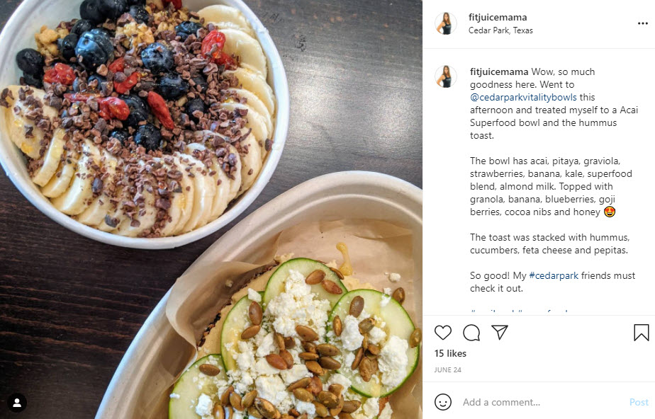 @fitjuicemama Posts About Vitality Bowls Cedar Park