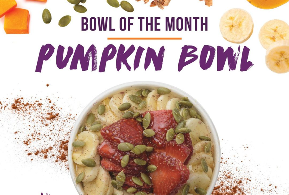 Refreshing Pumpkin Acai Bowl recipe packed with fruits and seeds